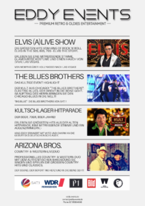 Eddy Events - Showprogramm für Premium Events - Bei Eddy-Events geht es nicht nur um großartige Musik und Unterhaltung - es geht auch darum, unseren Kunden eine herausragende Erfahrung zu bieten. Deshalb sind wir stets bemüht, Ihnen den bestmöglichen Service zu bieten und dafür zu sorgen, dass Ihre Veranstaltung ein voller Erfolg wird. Wir freuen uns darauf, Ihnen bei der Planung Ihrer nächsten Feier behilflich zu sein.